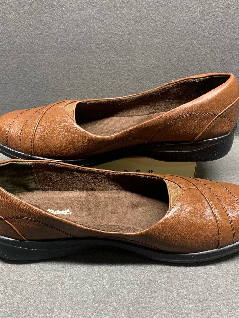 easy street Women's Cognac Brown Slip-On Comfort Flats